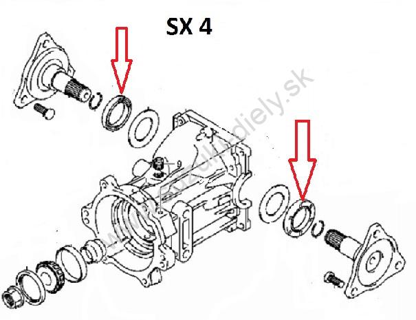 Semering poloosi zadný / rozdeľovacia prevodovka / Liana / SX 4 / Swift 4WD – Obrázok 4