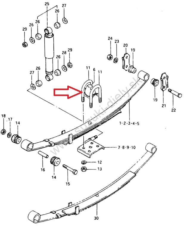 Strmeň listového pera Samurai SJ 410 zadný 135mm SUZUKI – Obrázok 2