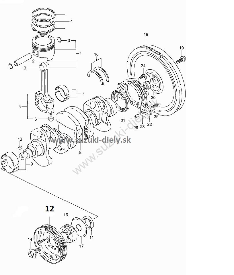 Klinová remenica Vitara/ Grand Vitara 1.6 – Obrázok 2