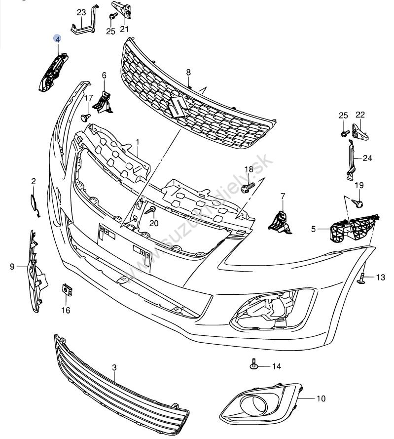 Držiak nárazníka predný pravý vonkajší Swift – Obrázok 2