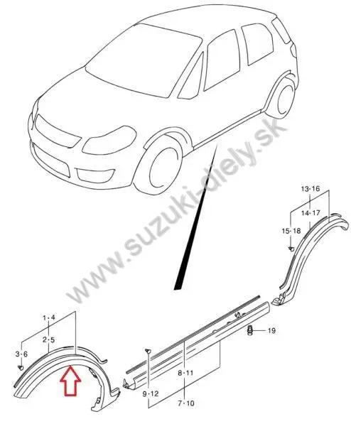 Lišta blatníka predná ľavá SX4 – Obrázok 3