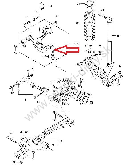 Rameno zadné horné pravé Grand Vitara od 05-› – Obrázok 4
