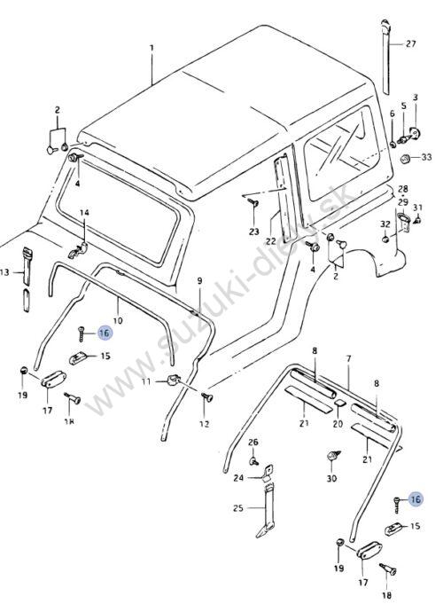 Skrutka zadného okna Jimny , konštrukcie plachty Samurai - Image 2