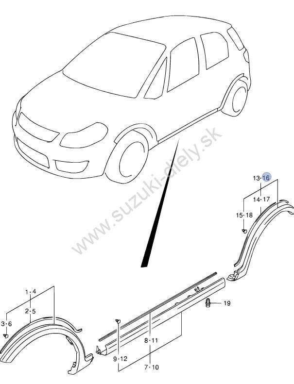 Lišta blatníka zadná ľavá SX4 SUZUKI – Obrázok 4